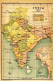 Map of India in 1837.