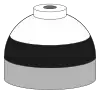  Illustration of cylinder shoulder painted in black (lower) and white (upper) bands for a mixture of oxygen and nitrogen.