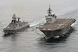 INS Chennai (D65) with JMSDF JS Kaga during JIMEX 2020.