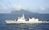 INS Saryu (P54) carrying the victory flame of Swarnim Vijay Varsh through the Andaman & Nicobar Islands