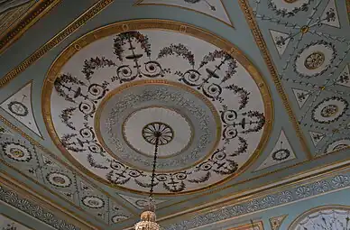 Louis XVI style - Ceiling decorated with festoons in the State Dining Room, Inveraray Castle, Scotland, the UK, by Girard and Guinand, 1784