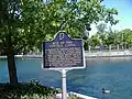 Historical marker by the canal in downtown Indianapolis
