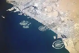 Coast of Dubai from the International Space Station. Dubai Creek is visible.