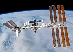 International Space Station on November 5, 2007 after relocation of the P6 truss assembly (far right) by STS-120