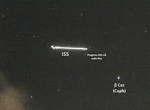 Tracks of the ISS and Progress MS-16 with the Pirs module on July 26, 2021, after undocking