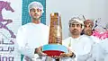 Saad bin Mohammed Al Mardhouf Al Saadi, minister of sports Oman unveils the trophy of the 2014 Tent Pegging World Cup along with Mohammed bin Issa Al Fairuz, the president of ITPF