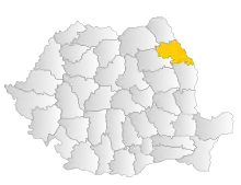 Map of Romania highlighting Iași County