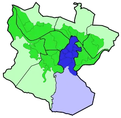 Ibaiondo district is highlighted in blue in this map of the districts of Bilbao.