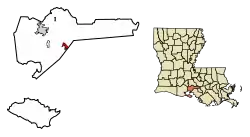 Location of Jeanerette in Iberia Parish, Louisiana.