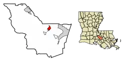 Location of Plaquemine in Iberville Parish, Louisiana