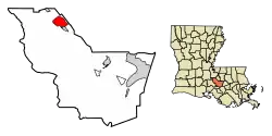 Location of Rosedale in Iberville Parish, Louisiana