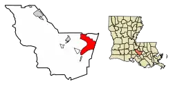 Location of St. Gabriel in Iberville Parish, Louisiana.