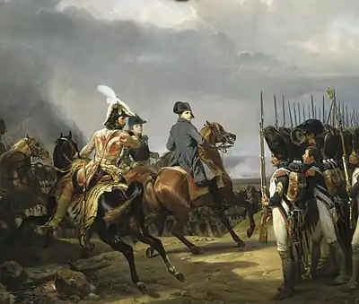 Napoléon I, Emperor of the French, reviewing the Imperial Guard at the Battle of Jena-Auerstedt in 1806, by Horace Vernet.
