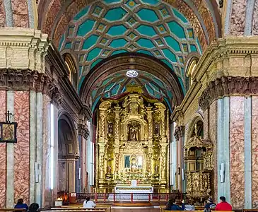 High altar of the Iglesia de El Sagrario, Quito, church built between 1617 and 1747 by Spaniard José Jaime Ortiz. It is a World Heritage Site by UNESCO
