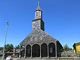 Iglesia de Achao, built in 1730, early representative of the wooden architecture of Chiloé, Los Lagos Region.