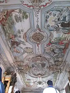 The decorated ceiling in the sacristy.
