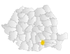 Map of Romania highlighting Ilfov County