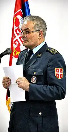 Prof. Ilija Kajtez, at the presentation of the book "Wisdom and the Sword", Atrium of the Ceremonial Hall of the Home of the Serbian Army, Belgrade, April 4, 2013.