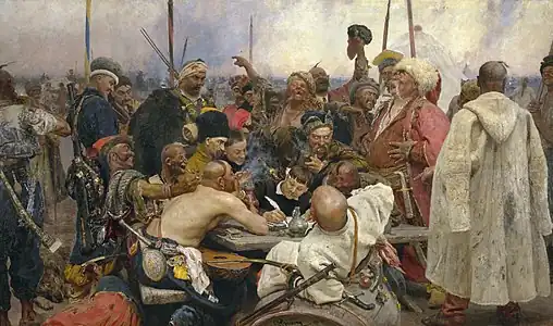 Ilya Repin, Reply of the Zaporozhian Cossacks, 1880–1891, State Russian Museum, St. Petersburg
