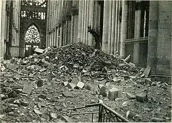 Interior of the cathedral after the bombardment