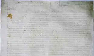 Page one of the original copy of the Constitution