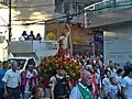 Image of Saint Sebastian from the Parish Church during patron saint's day procession.