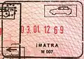Passport exit stamp from the Finnish border checkpoint at Imatra