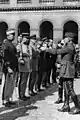 Presentation of the officer's cross of the Legion of Honor to Lt-Colonel Bougrain by the General Gouraud in the courtyard of the Invalides. July 7, 1933