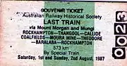 Rail Ticket for 'Last Train to Mt Morgan' tour 1987