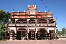 Imperial Hotel, Ravenswood; with prominent fretwork verandah; built 1901.