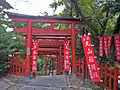 The red torii (gates) along the road to Inari shrine