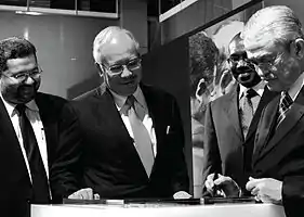 From left to right: Mohd Noor Amin, Dato' Sri Mohd Najib, Dr. Hamadoun Toure and Dato' Seri Abdullah Badawi officiating the launch of IMPACT as the new global hub of cybersecurity