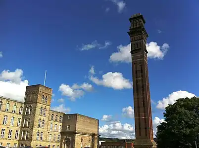 Eccles Shorrock's India Mill, Darwen and its 300 feet (91 m) high Italianate campanile chimney, 1867