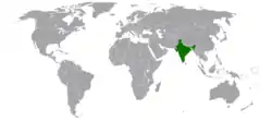 Map indicating locations of India and Nauru