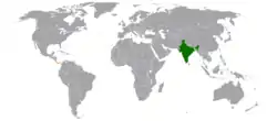 Map indicating locations of India and Panama