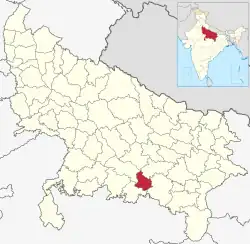 Location of Kaushambi district in Uttar Pradesh