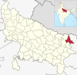 Location of Kushinagar district in Uttar Pradesh