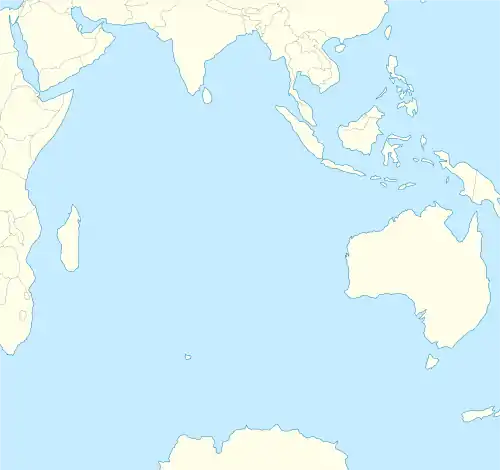 Map of Indian Ocean area with marker in Gulf of Thailand