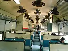 Seating unreserved coach of inside unreserved passenger train