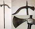 Indian tabar-zaghnal, a combination tabar axe and zaghnal war hammer / pick, all steel construction, 18th to 19th century.