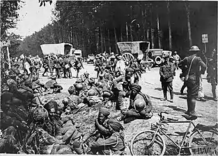 Indian troops en route to relieve French and American units in the German spring offensive