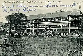 This is the pool of Indianola Park, as viewed from the southwest.