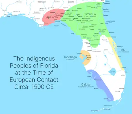 A map of indigenous people of Florida at the time of contact.