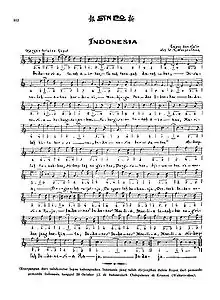 A document containing nine lines of musical scales with their accompanying lyrics. The words "Sin Po" and "Indonesia" are at the top of the document.