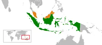 Map showing Indonesia and Malaysia