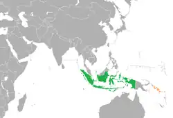 Map indicating locations of Indonesia and Solomon Islands