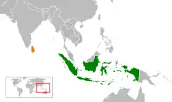 Map indicating locations of Indonesia and Sri Lanka