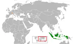 Map indicating locations of Indonesia and Switzerland