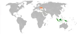 Map indicating locations of Indonesia and Ukraine