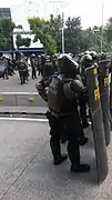 Brimob personnel during Riot control